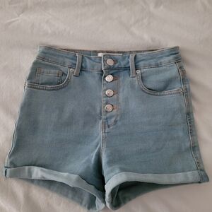 Sky Blue High Waist Denim Shorts